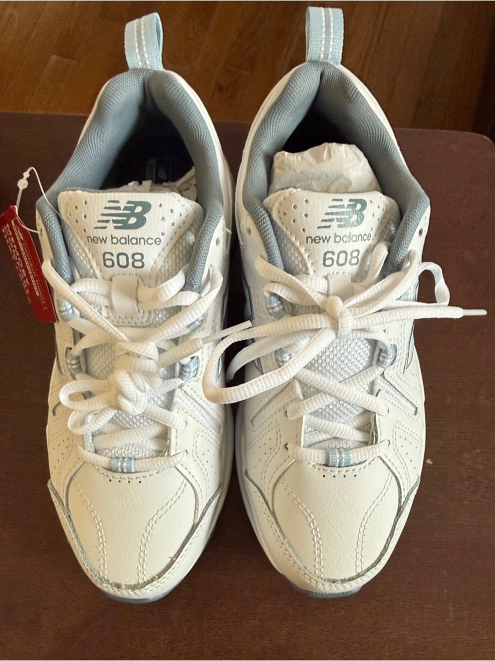 New Balance White and Silver 608 Casual Lace-Up Sneakers